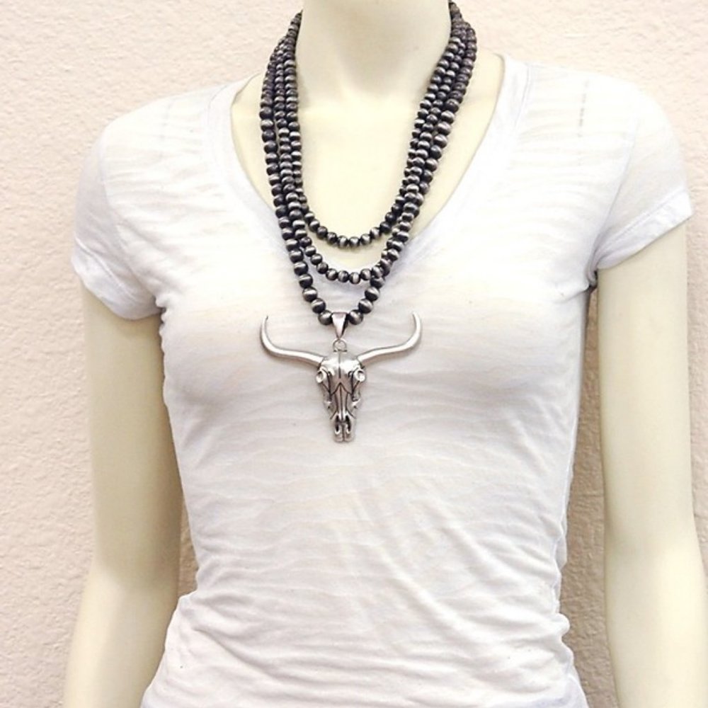 Steer Skull Cow Navajo Pearl Necklace IT'S BACK!! - Picture 3 of 5